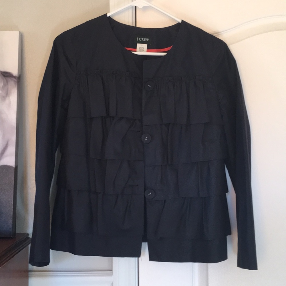 •J Crew Navy Blue Pleated Blazer•